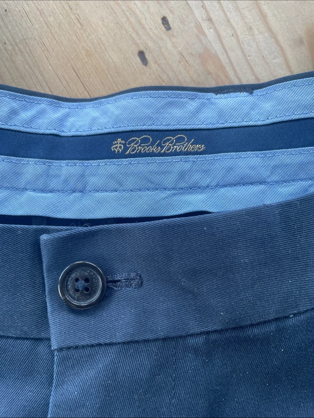 Brooks Brothers Navy Flat-Front Chino Pants 42x32 Classic Casual Preppy Coastal